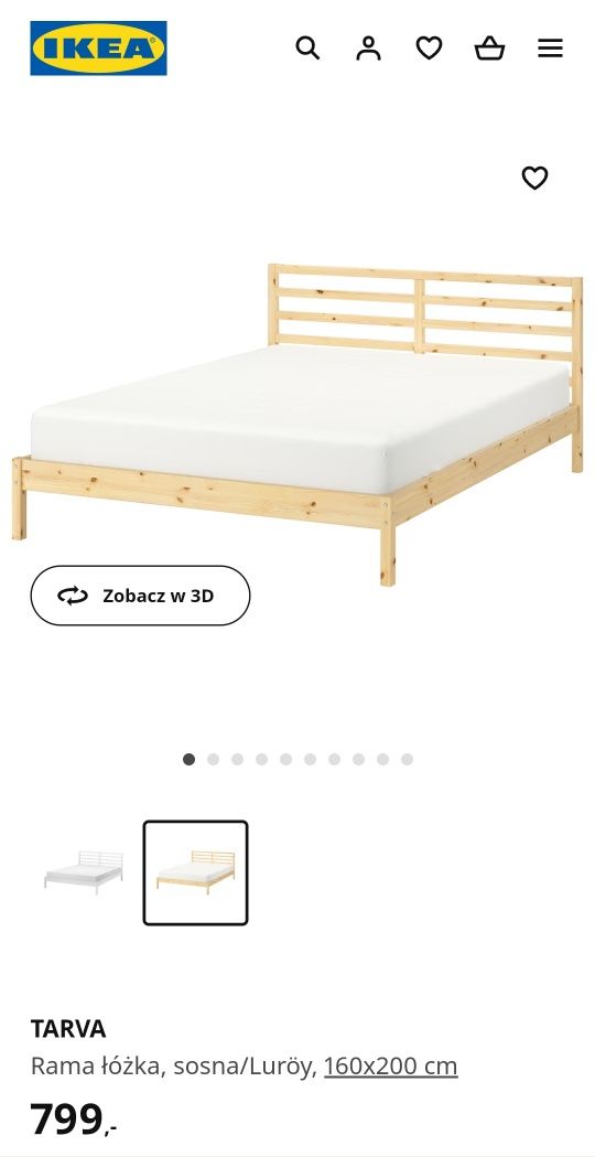 Łóżko Ikea Tarva + stelaż 160x200