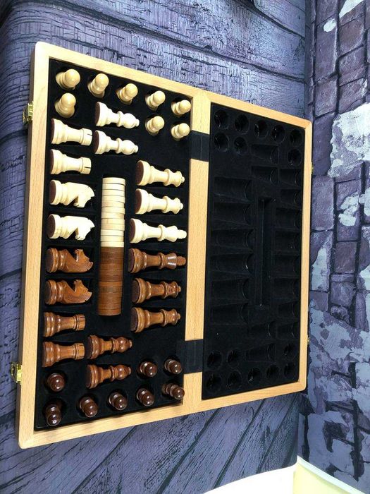 Новые! Деревянные шахматы, шашки. 2 в 1 Массив дерева