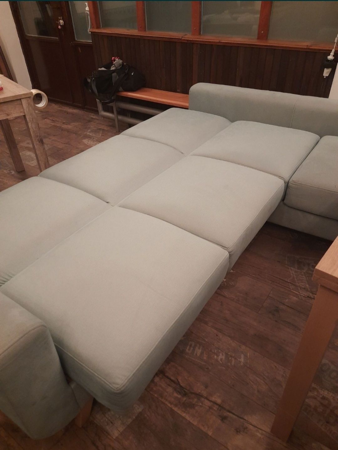 Sofa, kanapa narożna funkcja spania, rozkładana turkusowa