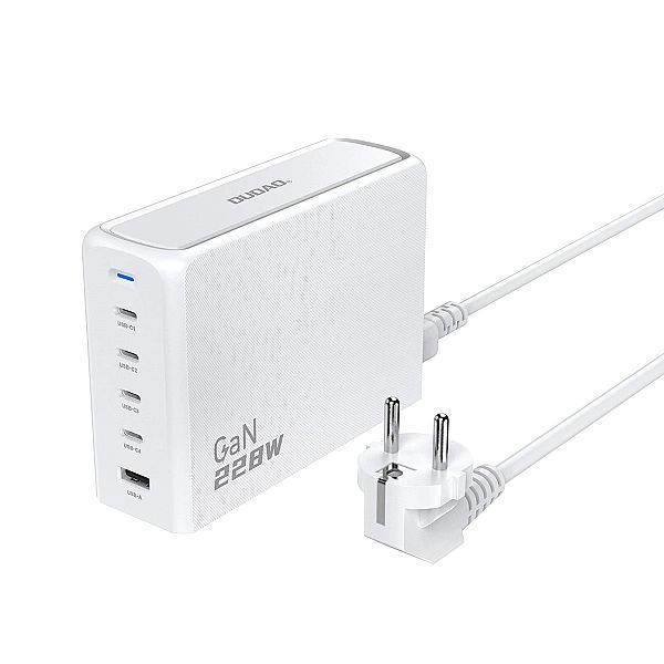 Ładowarka Dudao A228eu GaN 1x Usb-a 4x Usb-c Pd 228w - biała