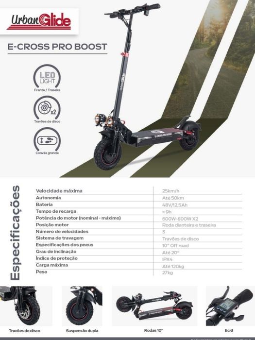 Trotinete elétrica Urbanglide E-Cross Pro Boost