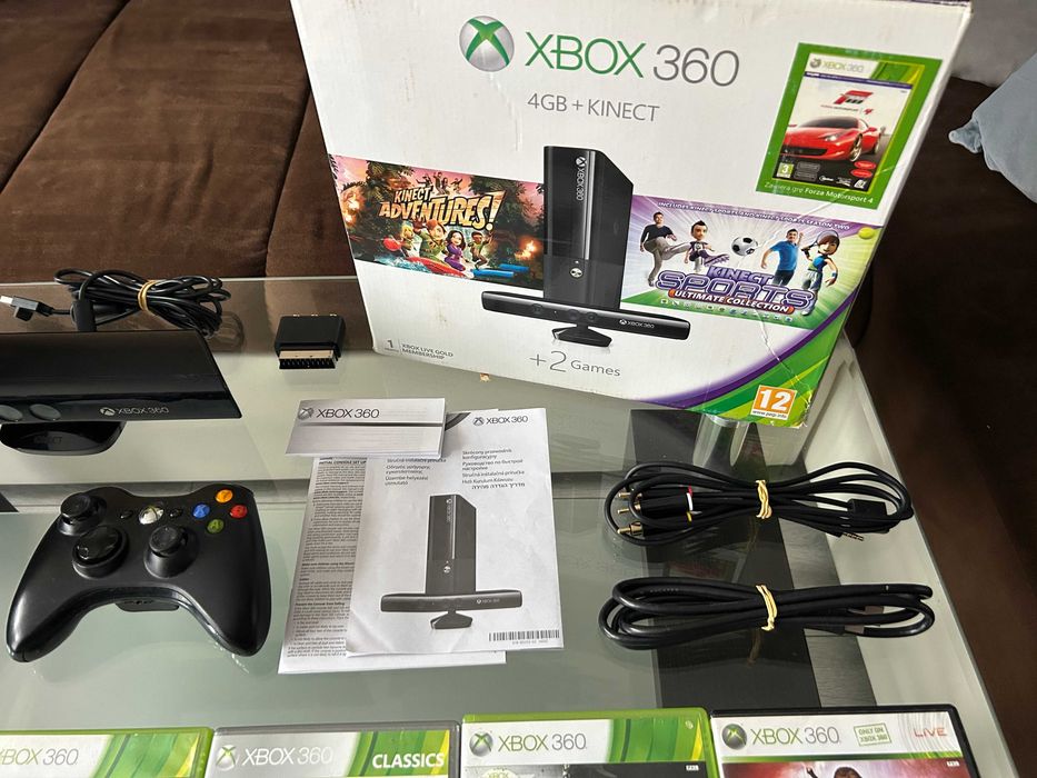 Konsola Microsoft Xbox 360 Slim E 250GB Kinect Pudełko Gry Zestaw !!