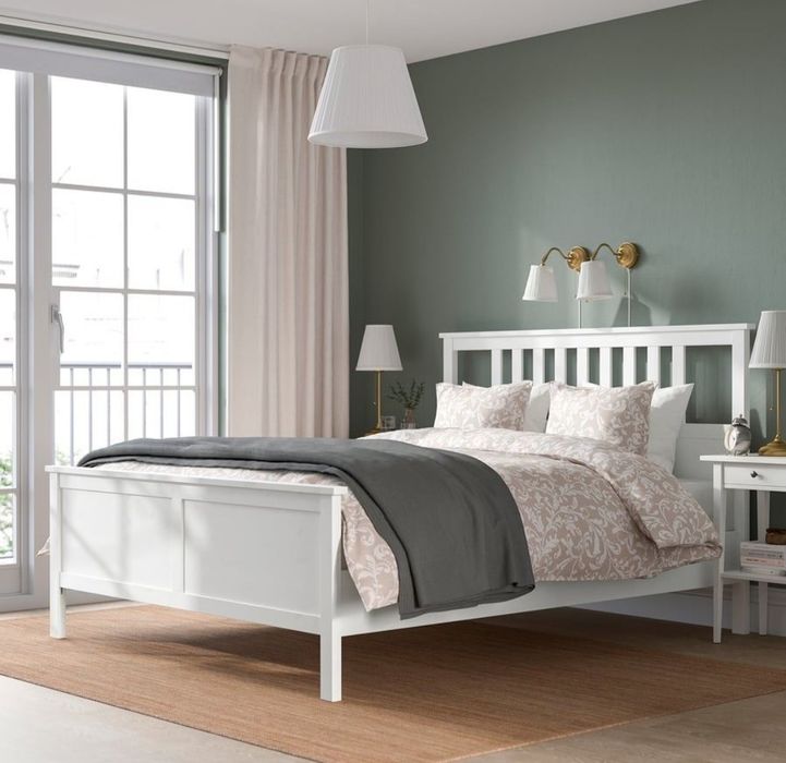 Łóżko drewniane białe Ikea Hemnes 140x200 stelaż i materac