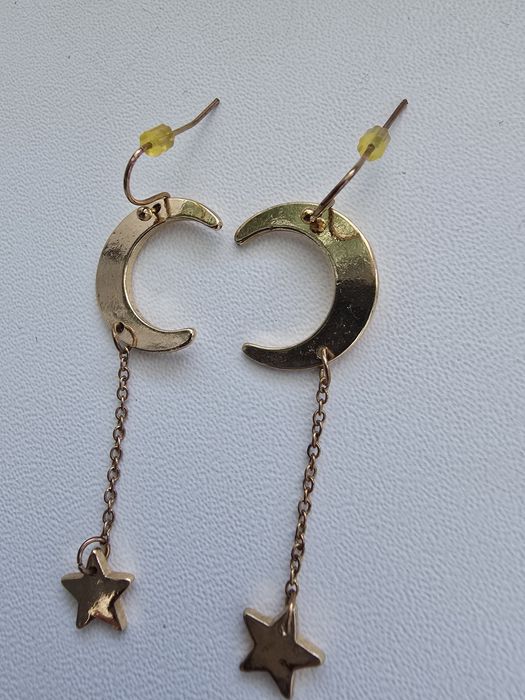 Kolczyki księżyce gwiazdki złote Sailor Moon fantasy galaxy