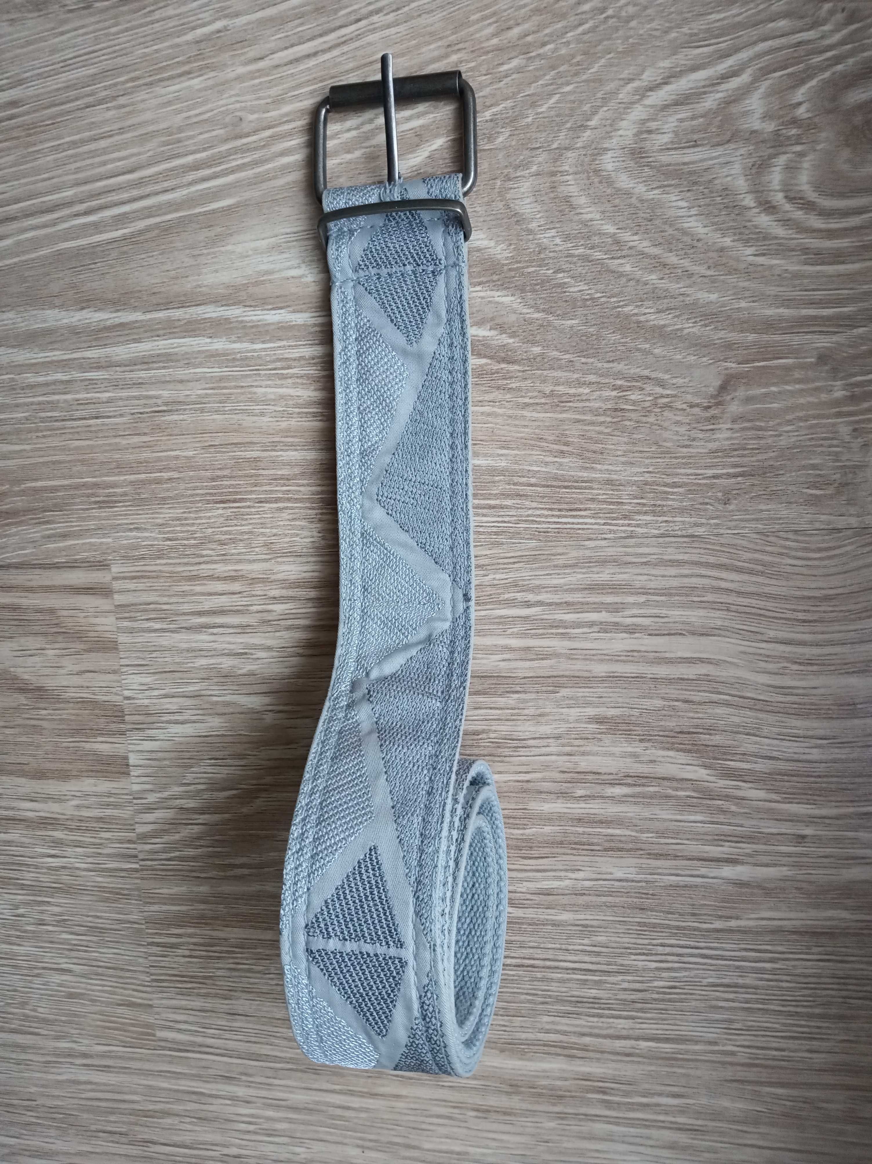 PROMOD pasek do spodni boho vintage szary parciany stalowy popielaty