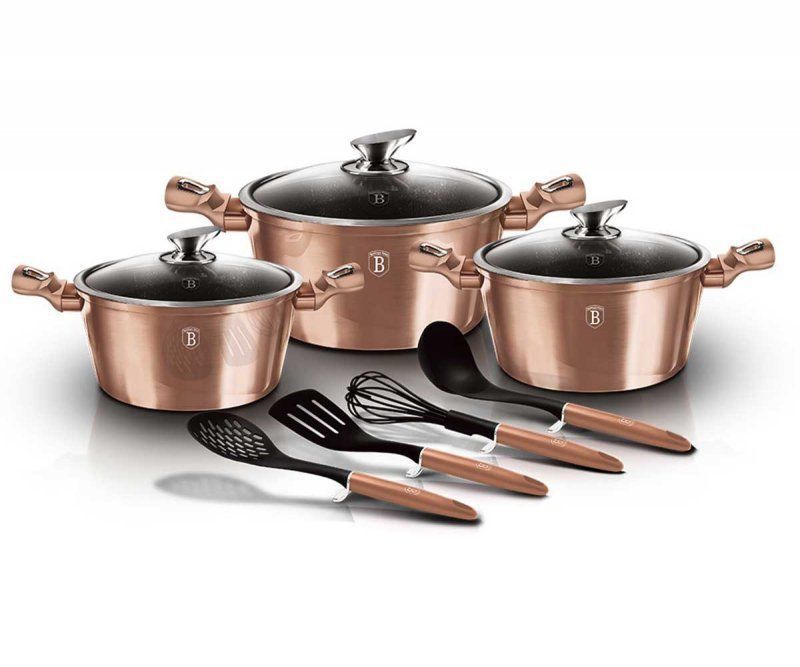 zestaw garnków granitowych berlinger haus rose gold bh-6151