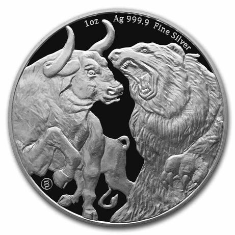 Срібна монета Токелау Медведь и Бык 2022 1oz Bull & Bear