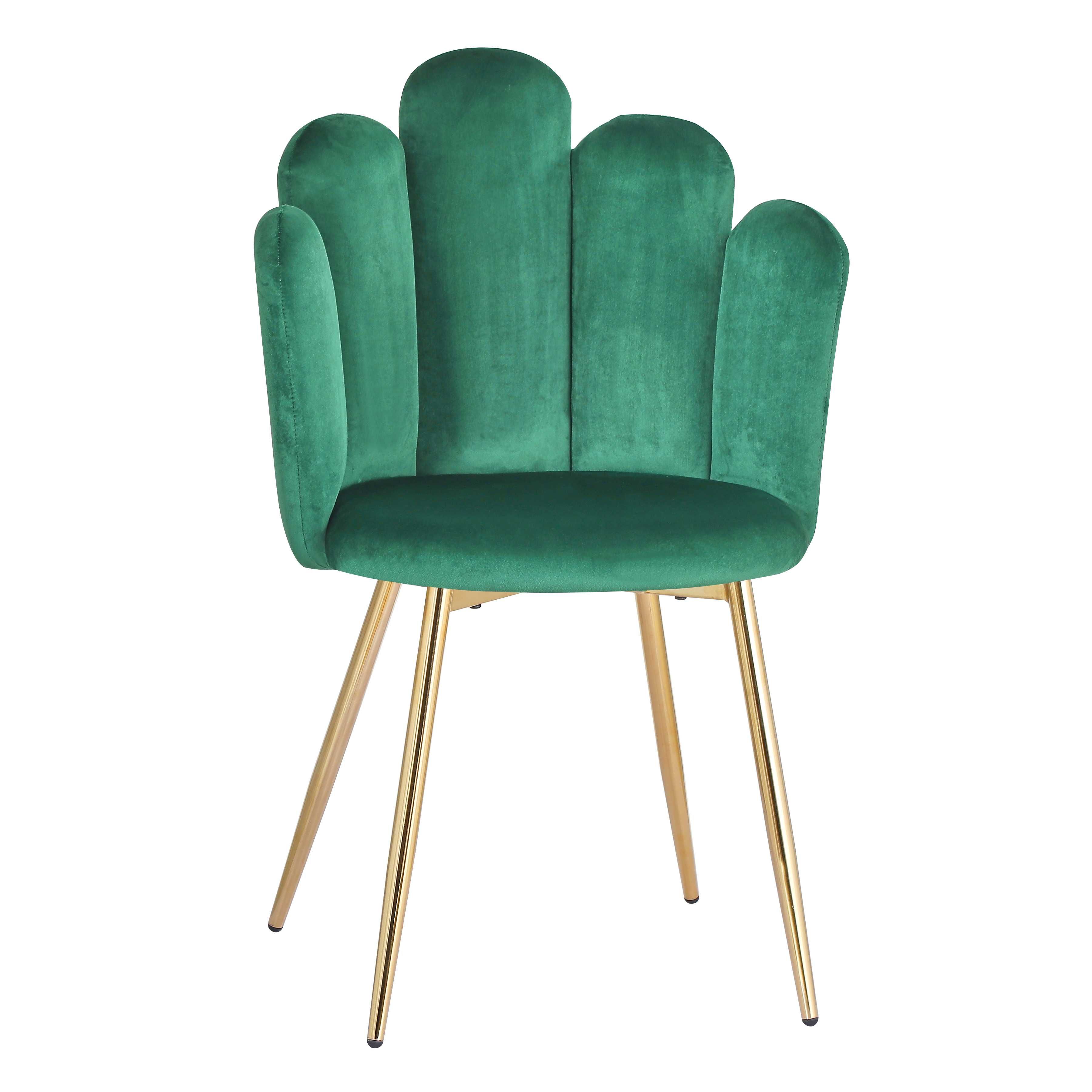 Krzesło tapicerowane welur velvet muszelka złote nogi nowoczesne