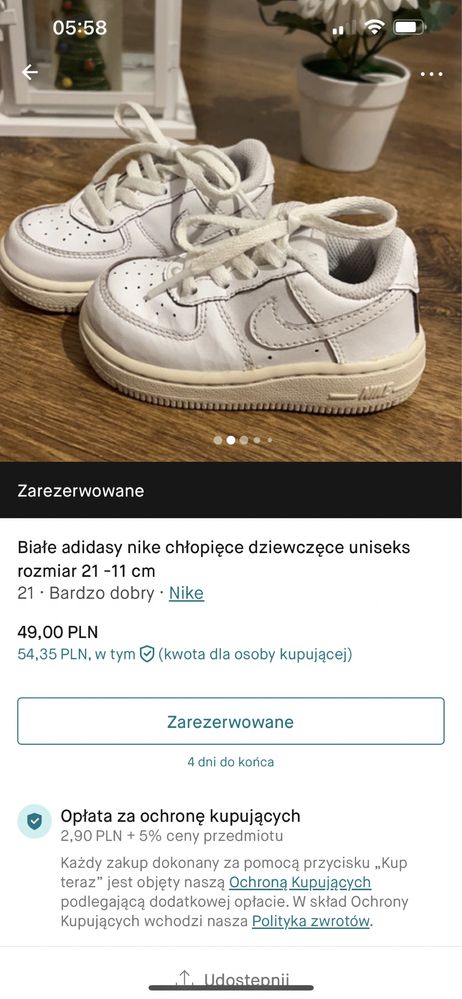 Białe adidasy firmy nike rozmiar 21