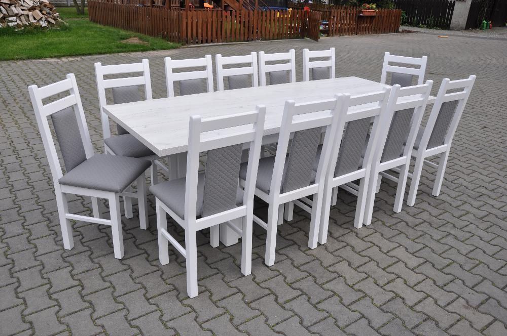 stol 185/244x95 x76 +12 krzesel bialy polysk blat craft bialy k001