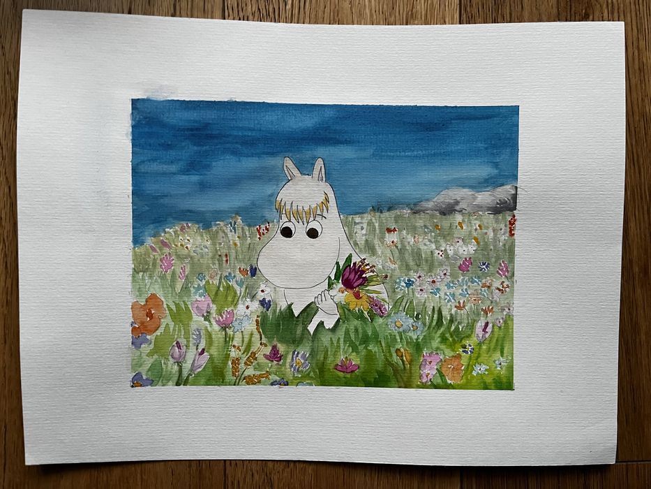 obrazki obrazy rysunek Muminki alwarela 24x30 pokoj dziecka