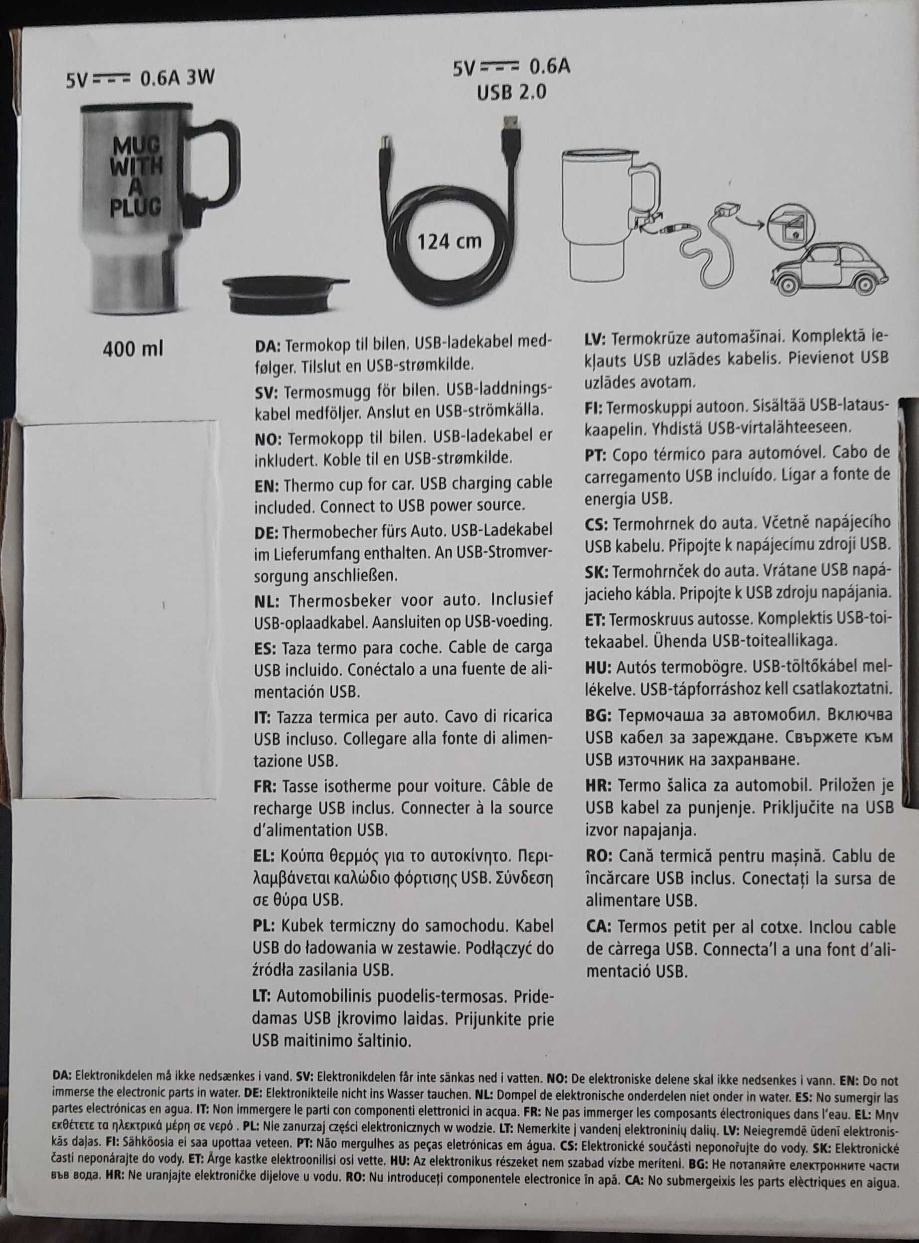 Caneca com cabo usb