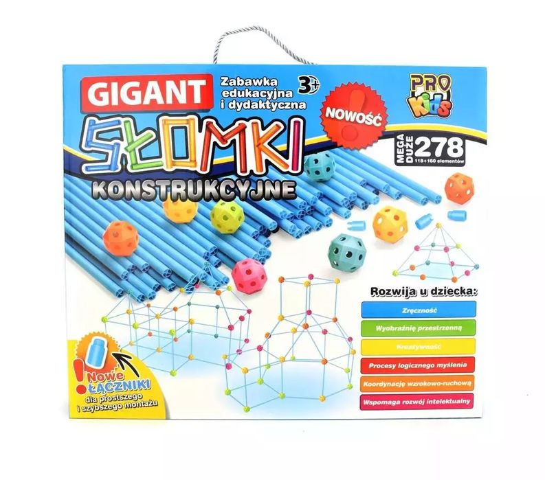 Słomki konstrukcyjne Gigant 278 elementów. Pro Kids
