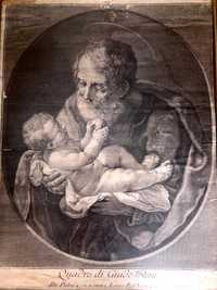 Aguaforte "São José e Jesus menino" de Guido Reni. Data 1744 e 1787