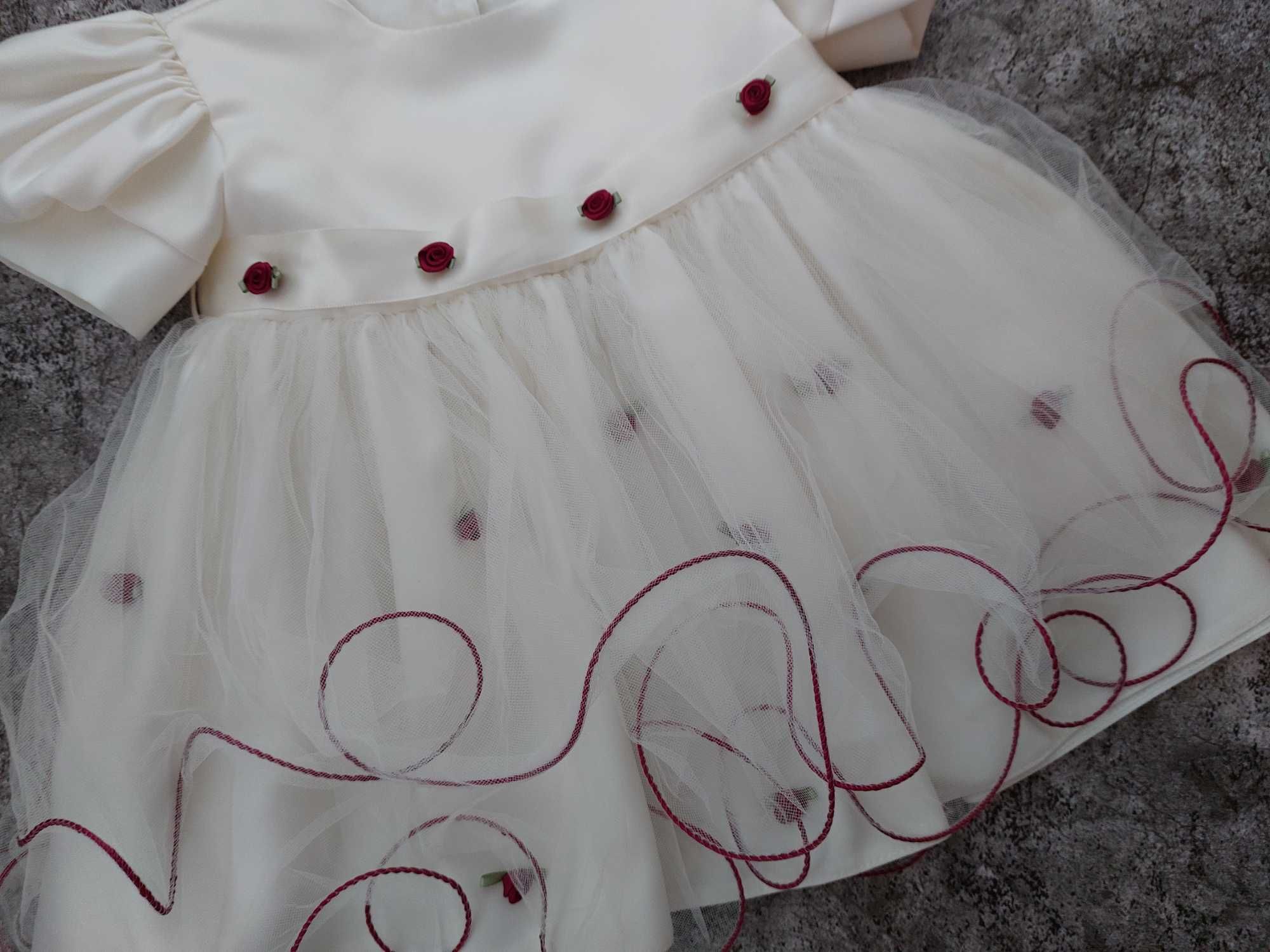 Нарядное пышное атласно-фатиновое платье сукня на принцессу 0-6мес