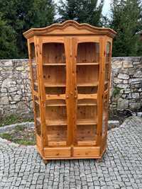 Biblioteczka witryna gablota serwantka sosnowa drewniana 1991 r Dania