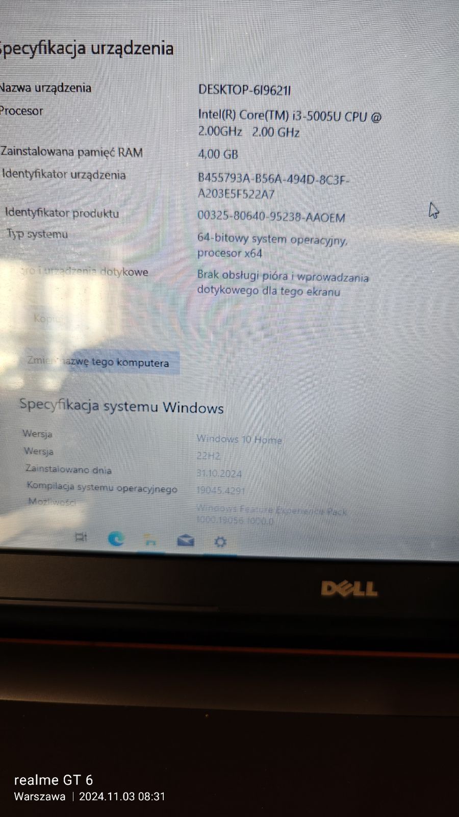 Laptop Dell, używany, 17,3"