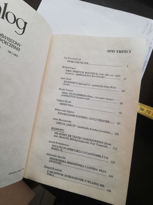 Dialog nr 3 marzec 1995 Jean Genet Krzysztofczyk Roland Topor Vinaver