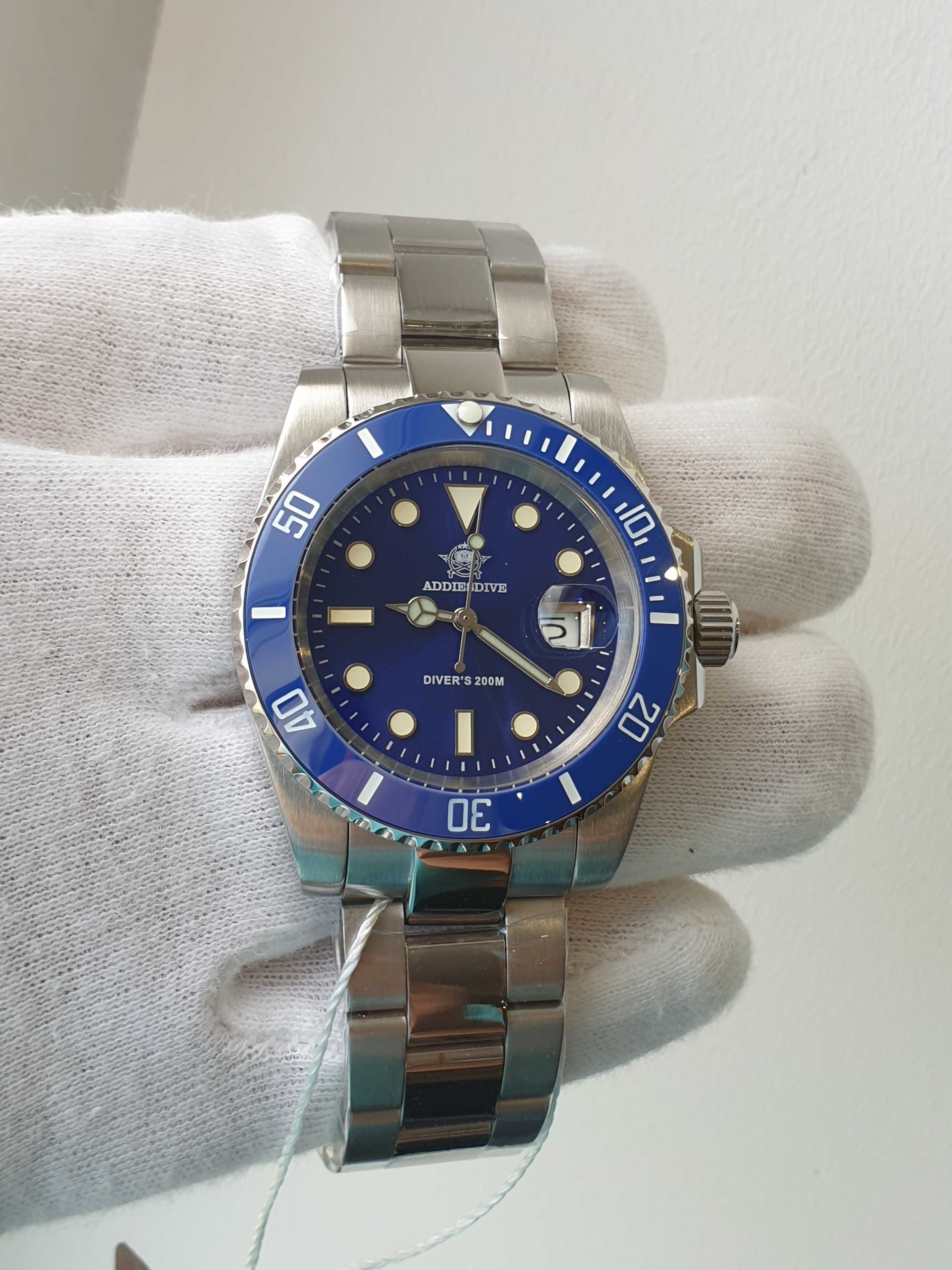 Чоловічий годинник Addiesdive 40.5мм 200м Diver's Blue нові
