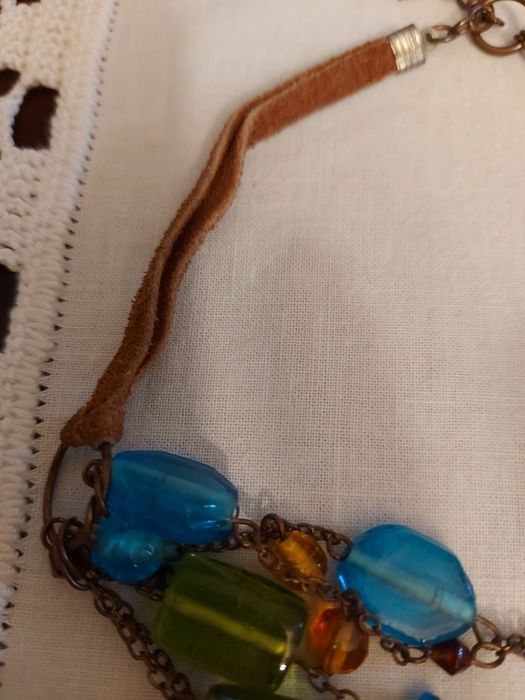 Colar de 5 voltas da Natura, Turquesa/Verde/Amarelo/Castanho.
