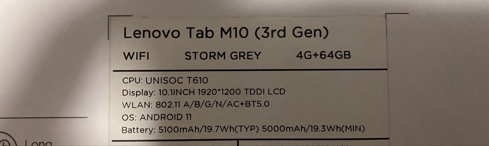 Lenovo Tab M10 (3rd Gen) 64Gb + Folio Case