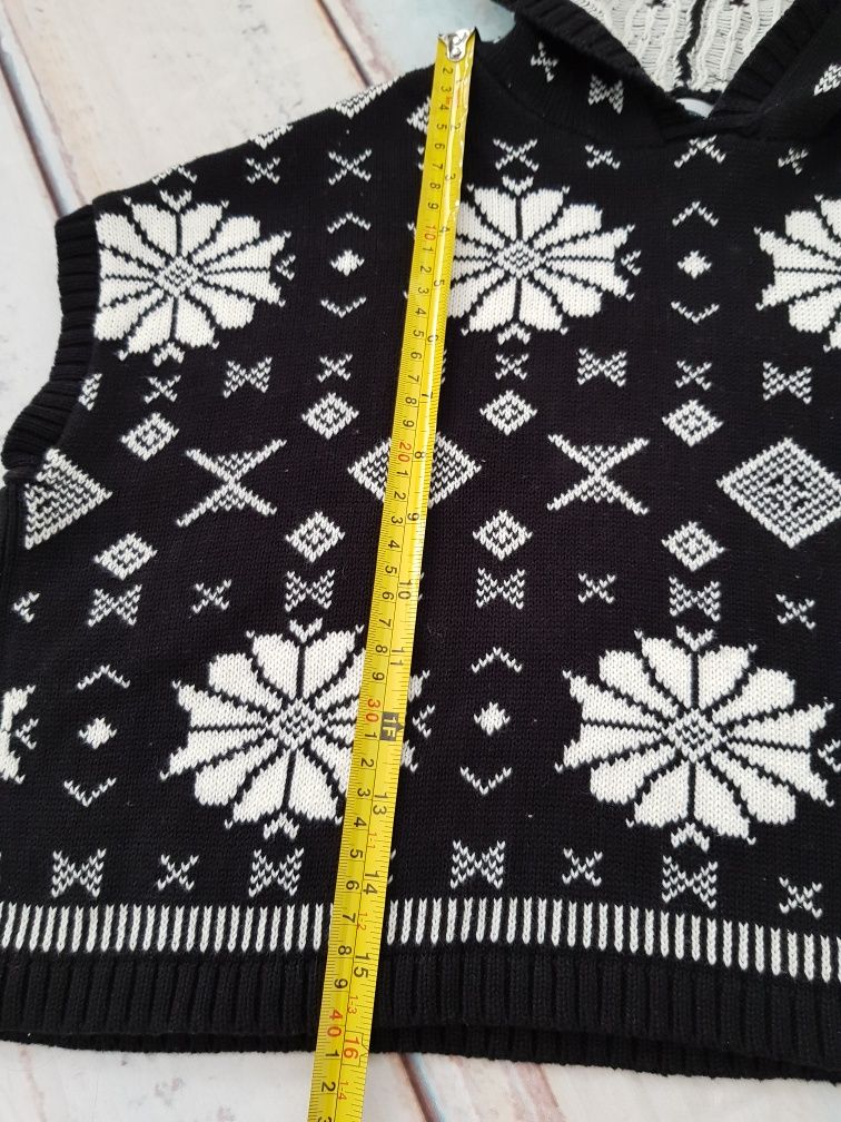 Ponczo z kapturem narzutka sweterem Old navy Gap s 6/7