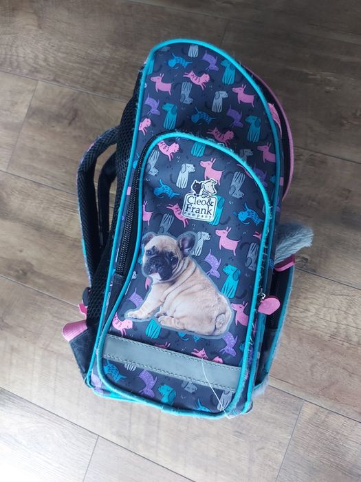 Tornister Granatowy Dziewczęcy W Pieski DERFORM Z Uszami Cleo & Frank