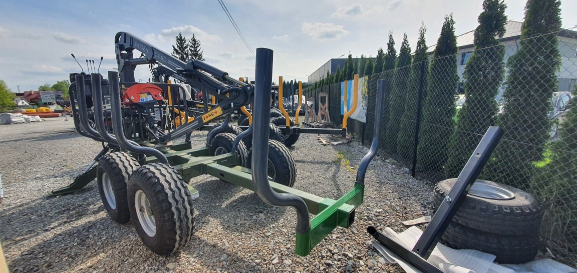 Przyczepa leśna FARMA 6t dźwig do zrywki drewna HDS 4,6m chwytak Żuraw