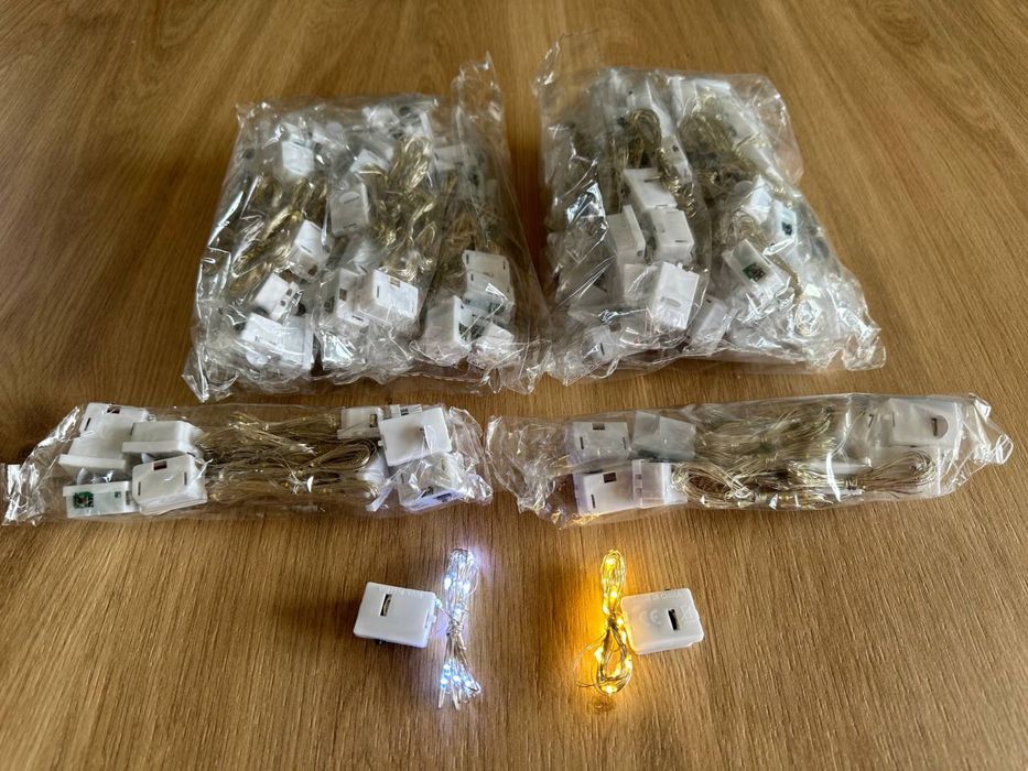Lampki LED 20szt na baterie -brak w zestawie, ciepły żółty kolor, 2 m