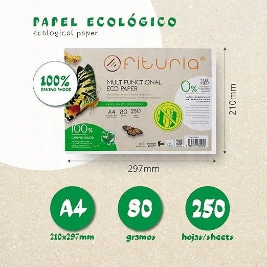 papier recyklingowy a4 250 sztuk ekologiczny fituria80 gr/m do biura