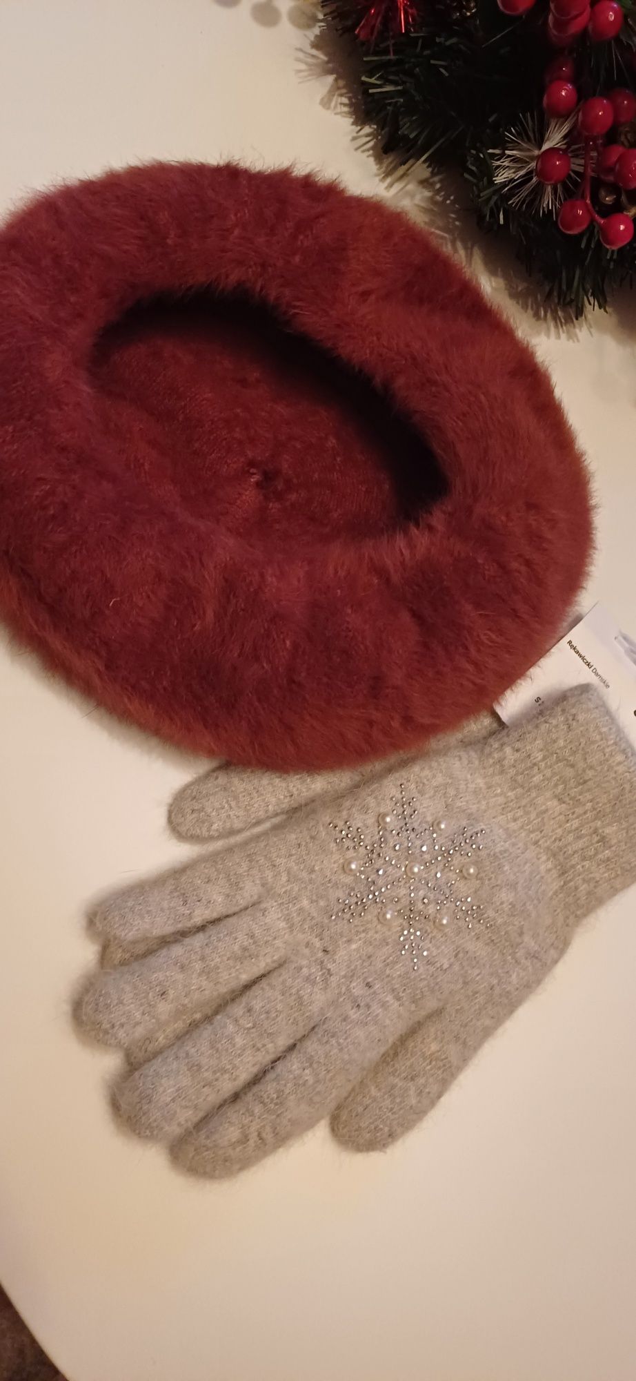 beret  damski z  angora