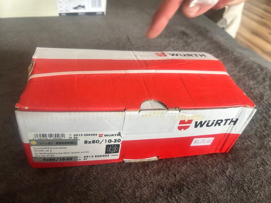 Wurth kołki ramowe 8x80 10/30 50szt