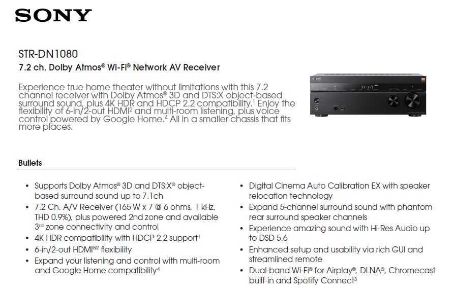 amplituner SONY STR-DN 1080