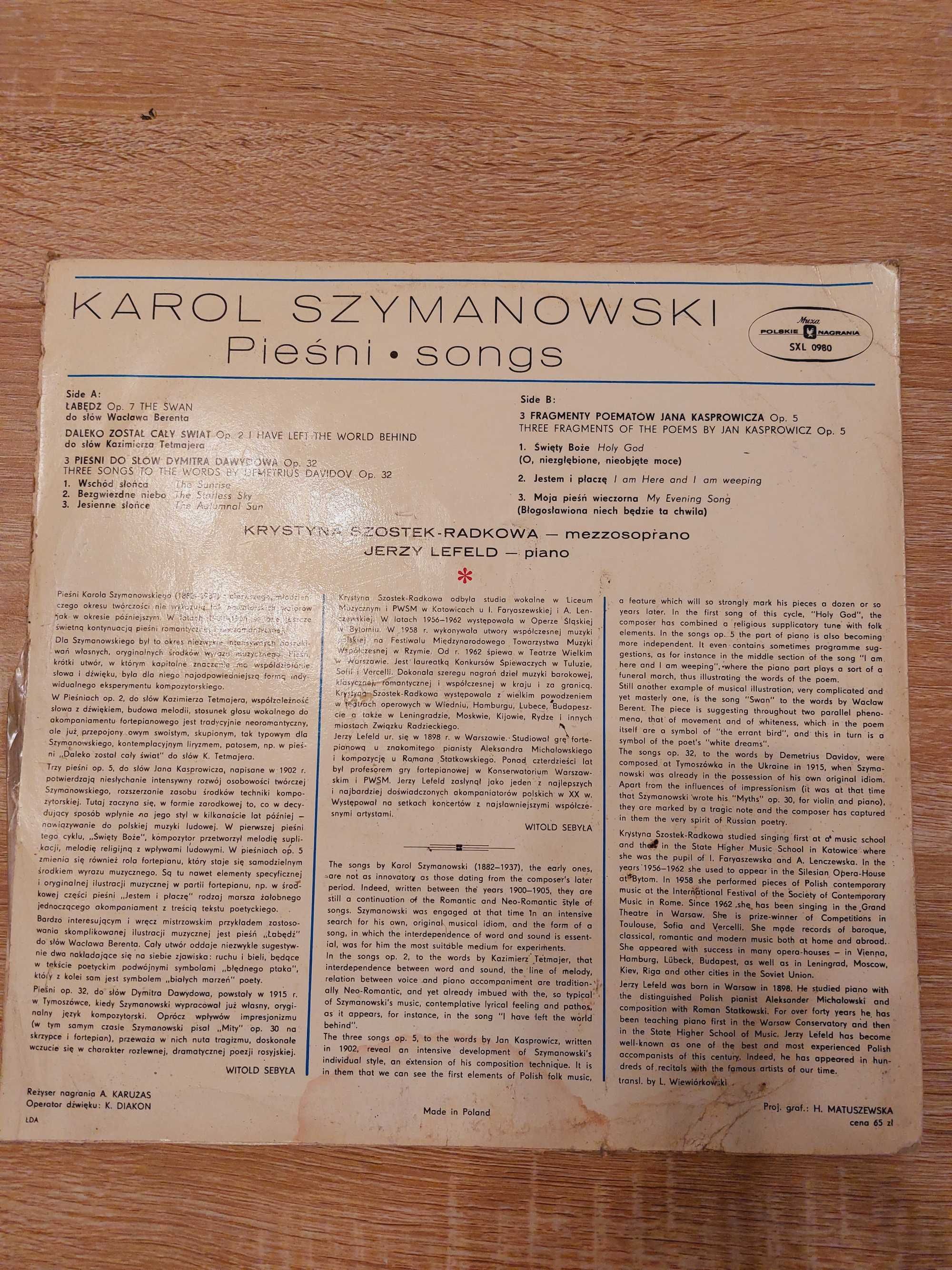 Karol Szymanowski - płyta winylowa