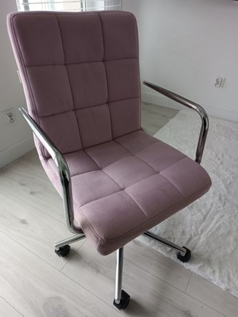 Krzesło welur obracające komputerowe rozowe