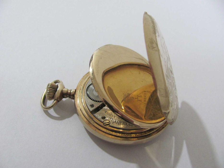 Złocony 130 Letni Duży zegarek Kieszonkowy 17J Waltham