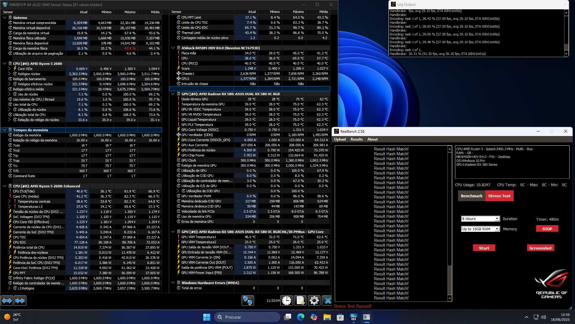PC Gaming Ryzen 2600X 4GHz / RX 580 8GB / 16GB 3000 / RGB / SSD+HDD
