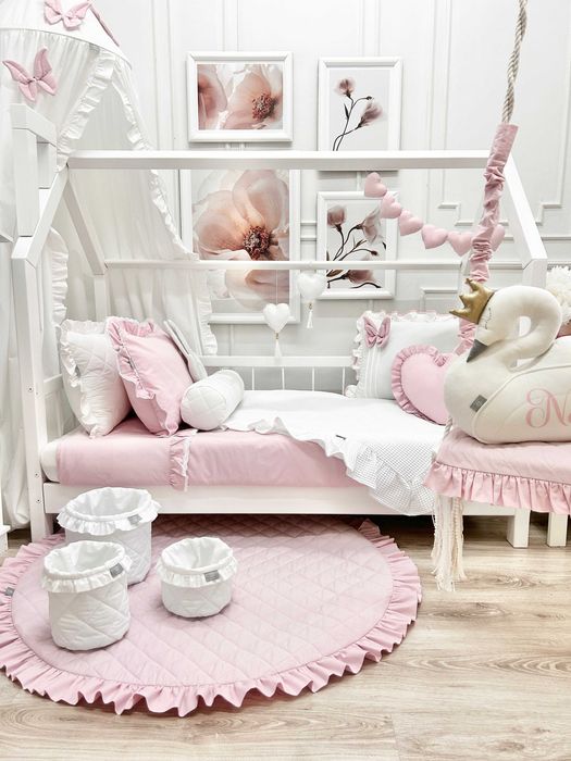 Lóżko domek szuflada białe barierki 180x100 łózko dziecięce drewniane