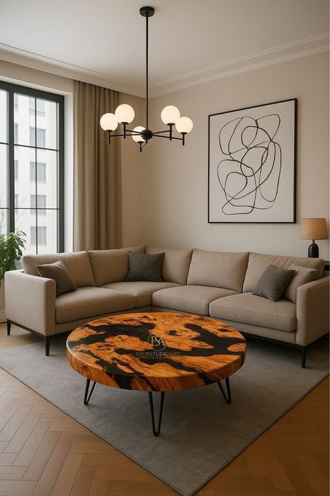 Stół nowocesny salon jadalnia żywica homedeco loft  premium monolit