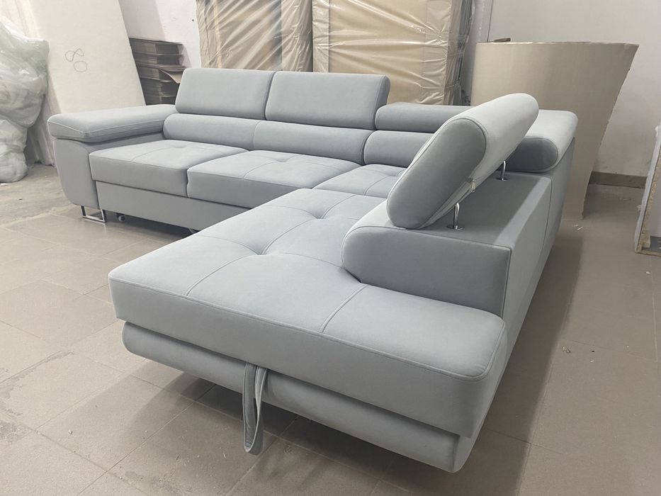 Narożnik w tkaninie ROYAL z funkcją spania i pojemnikiem na pościel