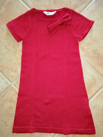 Vestido vermelho brilhante para menina tamanho 5/6 anos marca H&M