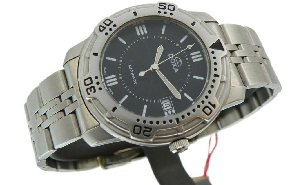 Doxa Automatic Czarna NOS z Lat 90-siątych Komplet