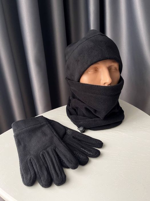 Мужской Набор на Флисе: Шапка + Баф + Перчатки