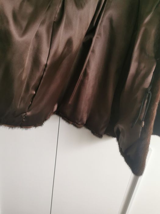 Futro naturalne z norek futerko rozmiar L z kapturem