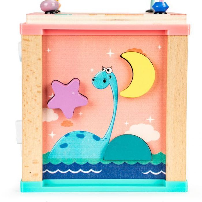 DREWNIANA kostka edukacyjna "DINO" • Sorter • Labirynt • Alfabet