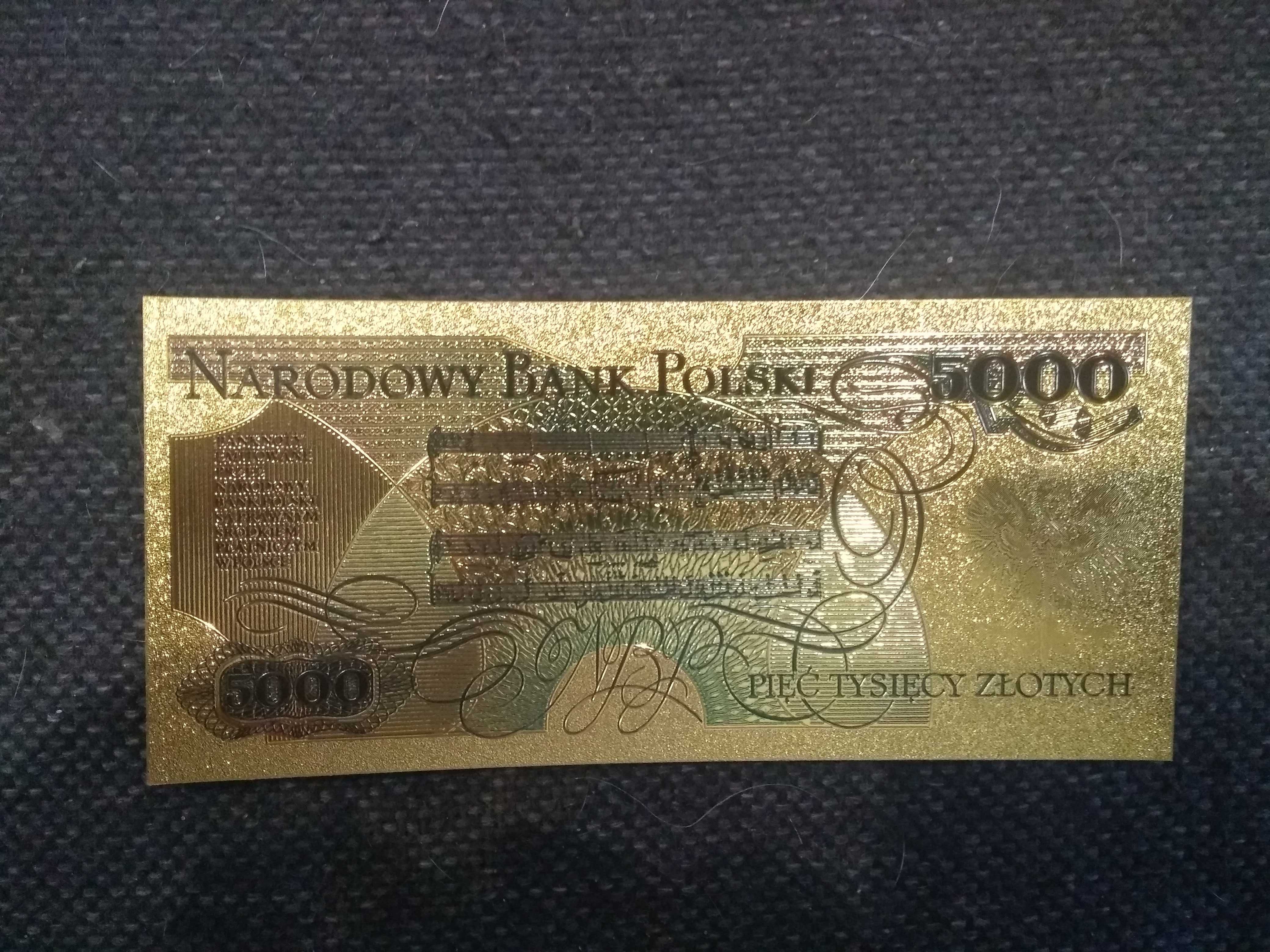 Banknot kolekcjonerski pozłacany - PRL 5000 zł Fryderyk Chopin
