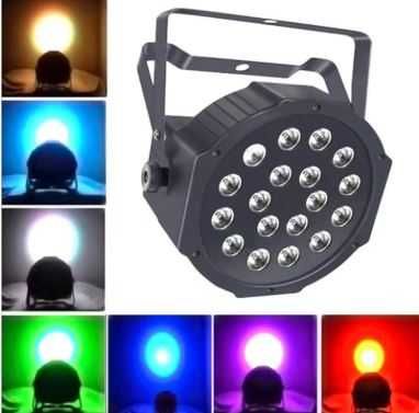 Reflektor LED Kolorofon 18x3W 3in1 światła AUTO SOUND DMX512 DJ BAR