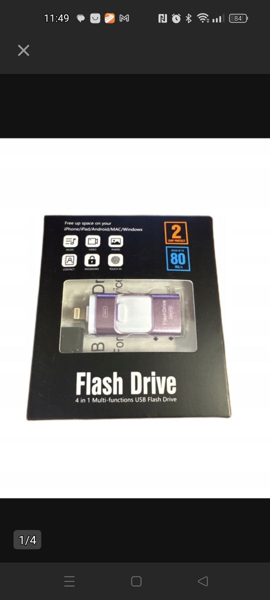Pendrive 4W1 256GB flash drive USB LIGHTNING MICROUSB TYPE-C