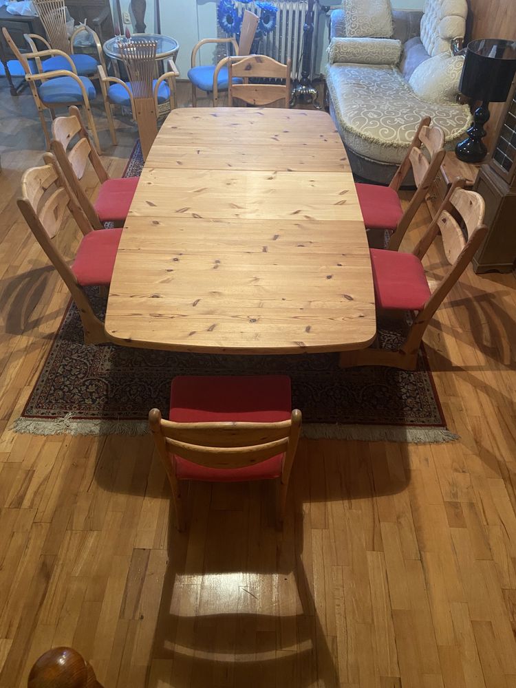 Stół sosnowy i 6krzesel komplet lita sosna NIE LAK. Cena do negocjacji