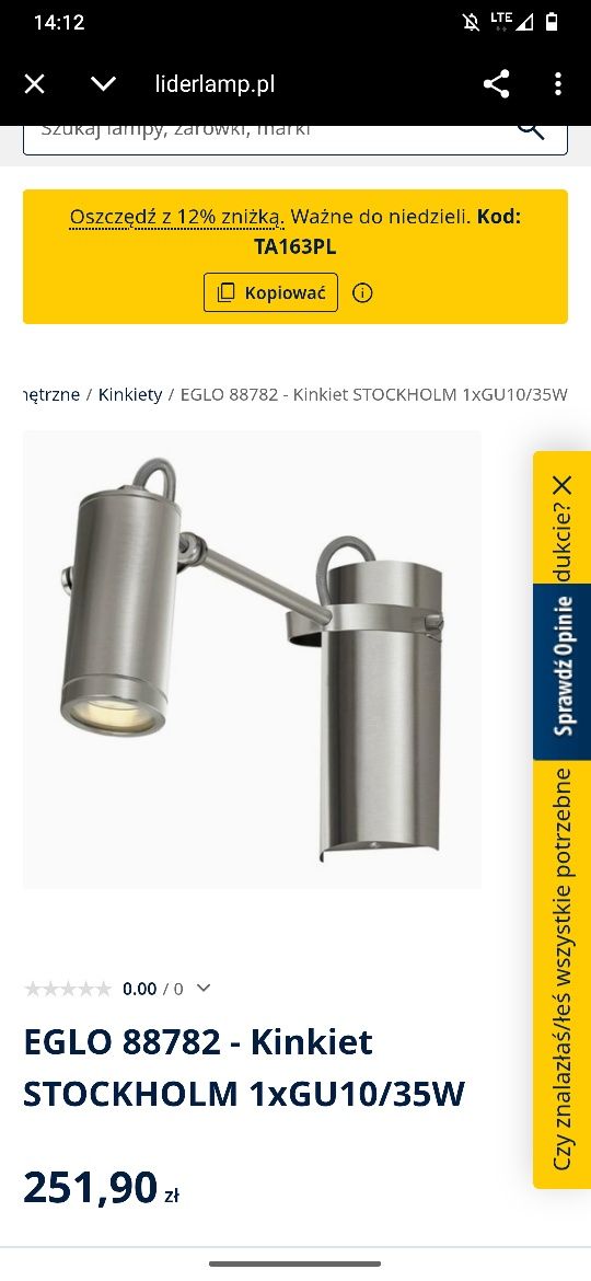 Kinkiet Eglo Stockholm nierdzewny GU10 35 wat